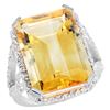 Image 1 : Natural 13.72 ctw Citrine & Diamond Engagement Ring 10K White Gold - REF-65Y2X