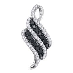 0.54 CTW Black Color Diamond Cluster Pendant 10KT White Gold - REF-24F2N