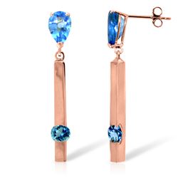 Genuine 4.25 ctw Blue Topaz Earrings Jewelry 14KT Rose Gold - REF-54T6A