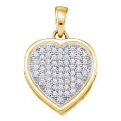 0.20 CTW Diamond Small Simple Heart Love Pendant 10KT Yellow Gold - REF-19K4W