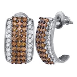 1.88 CTW Cognac-brown Color Diamond Stud Earrings 10KT White Gold - REF-79F4N