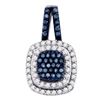 Image 1 : 0.50 CTWBlue Color Diamond Square Cluster Pendant 10KT White Gold - REF-28N4F