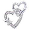 Image 1 : 0.10 CTW Diamond Double Linked Heart Butterfly Pendant 10KT White Gold - REF-16M4H