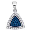 Image 1 : 0.30 CTW Blue Color Diamond Triangle Cluster Pendant 10KT White Gold - REF-14K9W