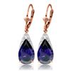 Image 1 : Genuine 9.3 ctw Sapphire Earrings Jewelry 14KT Rose Gold - REF-87K3V
