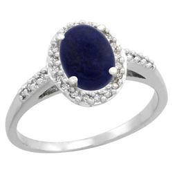 Natural 1.13 ctw Lapis & Diamond Engagement Ring 14K White Gold - REF-30W9K