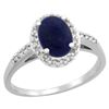 Image 1 : Natural 1.13 ctw Lapis & Diamond Engagement Ring 14K White Gold - REF-30W9K