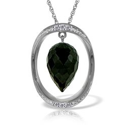 Genuine 12.35 ctw Black Spinel & Diamond Necklace Jewelry 14KT White Gold - REF-105Y7F