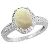 Image 1 : Natural 1.21 ctw Opal & Diamond Engagement Ring 10K White Gold - REF-31Y5X