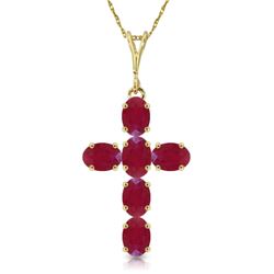 Genuine 1.50 ctw Ruby Necklace Jewelry 14KT Yellow Gold - REF-36W5Y