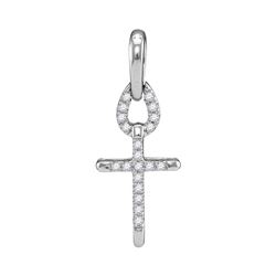 0.10 CTW Diamond Small Roman Cross Pendant 10KT White Gold - REF-8Y9X