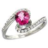 Natural 1.24 ctw pink-topaz & Diamond Engagement Ring 10K White Gold - REF-42H9W