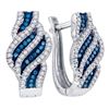 Image 1 : 0.33 CTW Blue Color Diamond Spiral Hoop Earrings 10KT White Gold - REF-44Y9X