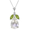 Genuine 6.5 ctw White Topaz & Peridot Necklace Jewelry 14KT White Gold - REF-38R2P
