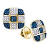 Image 1 : 0.25 CTW Blue Color Diamond Checkered Stud Earrings 10KT Yellow Gold - REF-24H2M