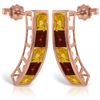 Genuine 4.5 ctw Citrine & Garnet Earrings Jewelry 14KT Rose Gold - REF-38M5T