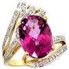 Natural 5.76 ctw pink-topaz & Diamond Engagement Ring 14K Yellow Gold - REF-92G7M