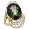 Natural 11.2 ctw mystic-topaz & Diamond Engagement Ring 14K Yellow Gold - REF-95Y8X