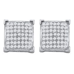 0.33 CTW Diamond Square Cluster Screwback Earrings 10KT White Gold - REF-22K4W