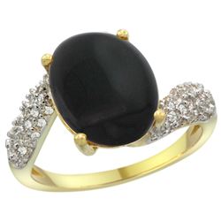 Natural 2.46 ctw onyx & Diamond Engagement Ring 14K Yellow Gold - REF-47G4M