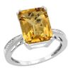 Image 1 : Natural 5.42 ctw Whisky-quartz & Diamond Engagement Ring 14K White Gold - REF-60A3V