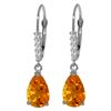 Image 1 : Genuine 3.15 ctw Citrine & Diamond Earrings Jewelry 14KT White Gold - REF-44K3V