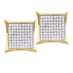 0.45 CTW Diamond Square Cluster Screwback Earrings 10KT Yellow Gold - REF-18F7N