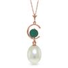 Image 1 : Genuine 4.5 ctw Pearl & Emerald Necklace Jewelry 14KT Rose Gold - REF-22Y2F