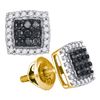 Image 1 : 0.50 CTWBlack Color Diamond Square Cluster Earrings 10KT Yellow Gold - REF-26N9F