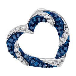 0.17 CTW Blue Color Diamond Heart Love Pendant 10KT White Gold - REF-10F5N