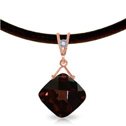 Genuine 8.76 ctw Garnet & Diamond Necklace Jewelry 14KT Rose Gold - REF-46V2W