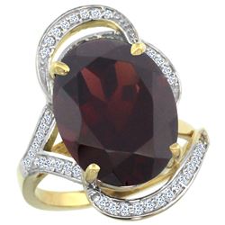 Natural 11.23 ctw garnet & Diamond Engagement Ring 14K Yellow Gold - REF-118Z9Y