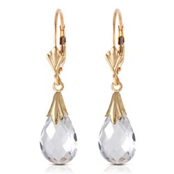 Genuine 6 ctw White Topaz Earrings Jewelry 14KT Yellow Gold - REF-27X8M