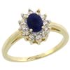 Image 1 : Natural 0.67 ctw Lapis & Diamond Engagement Ring 14K Yellow Gold - REF-47K7R