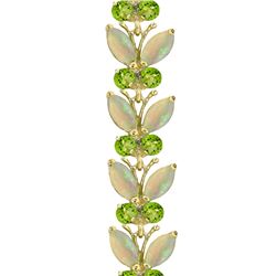 Genuine 12 ctw Opal & Peridot Bracelet Jewelry 14KT White Gold - REF-189A3K