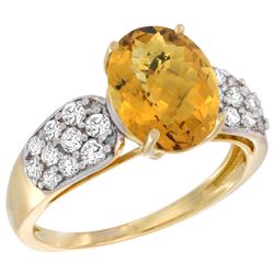 Natural 2.75 ctw quartz & Diamond Engagement Ring 14K Yellow Gold - REF-57A7V