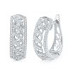 Image 1 : 0.75 CTW Diamond Crisscrossed Openwork Hoop Earrings 10KT White Gold - REF-59H9M