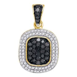 0.50 CTWBlack Color Diamond Cluster Pendant 10KT Yellow Gold - REF-25K4W