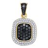 Image 1 : 0.50 CTWBlack Color Diamond Cluster Pendant 10KT Yellow Gold - REF-25K4W