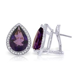 Genuine 6.82 ctw Amethyst & Diamond Earrings Jewelry 14KT White Gold - REF-119F7Z