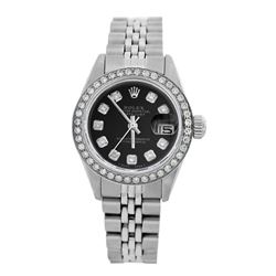 Rolex Pre-owned 26mm Womens Custom Black Stainless Steel - REF-470M4R