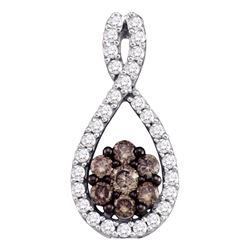 0.38 CTW Cognac-brown Color Diamond Cluster Pendant 10KT White Gold - REF-24N2F