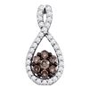 Image 1 : 0.38 CTW Cognac-brown Color Diamond Cluster Pendant 10KT White Gold - REF-24N2F