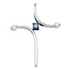 Image 1 : 0.25 CTW Blue Color Diamond Cross Spiritual Pendant 10KT White Gold - REF-20M9H