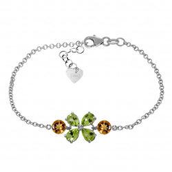 Genuine 3.15 ctw Peridot & Citrine Bracelet Jewelry 14KT White Gold - REF-56A4K