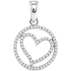 0.25 CTW Diamond Circular Captured Heart Circle Pendant 10KT White Gold - REF-18Y2X