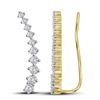 Image 1 : 0.75 CTW Diamond Climber Earrings 14KT Yellow Gold - REF-52M4H