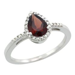 Natural 1.53 ctw garnet & Diamond Engagement Ring 14K White Gold - REF-25V5F