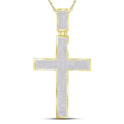 1.38 CTW Mens Diamond Crucifix Cross Charm Pendant 10KT Yellow Gold - REF-134F9N