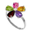 Genuine 2.22 ctw Pink Topaz, Citrine & Amethyst & Diamond Ring Jewelry 14KT White Gold - REF-35Z9N